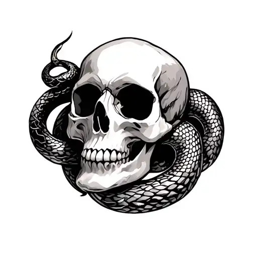 skull with snake intertwined geometric back tattoo tattoo design idea