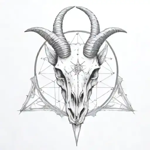 goat skull and a pentagram tattoo design idea