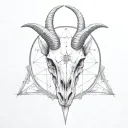 goat skull and a pentagram tattoo design idea