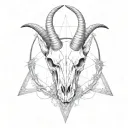 goat skull and a pentagram tattoo design idea