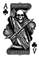 Make a tattoo with 2 cards an ace and a king but the king is a reaper with missiles instead of the clovers  tattoo design idea