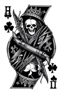 Make a tattoo with 2 cards an ace and a king but the king is a reaper with missiles instead of the clovers  tattoo design idea