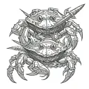 two crabs swordfighting tattoo design idea
