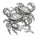 two crabs swordfighting tattoo design idea