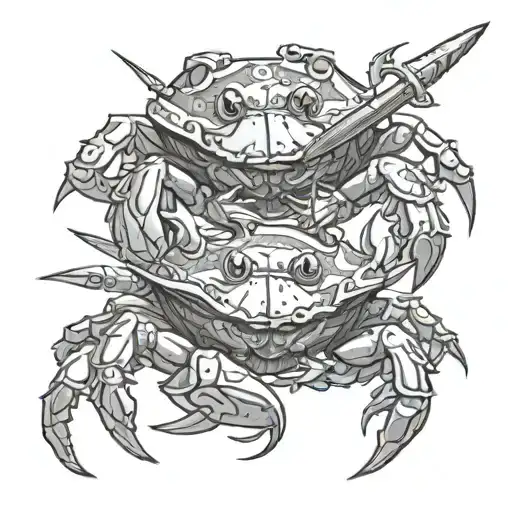 two crabs swordfighting tattoo design idea