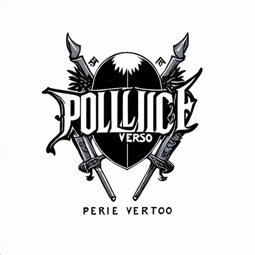 "POLLICE VERSO" written in Trajon Font symbolizing a gladitorial heritage. Make it for the inside of a bicep tattoo design idea