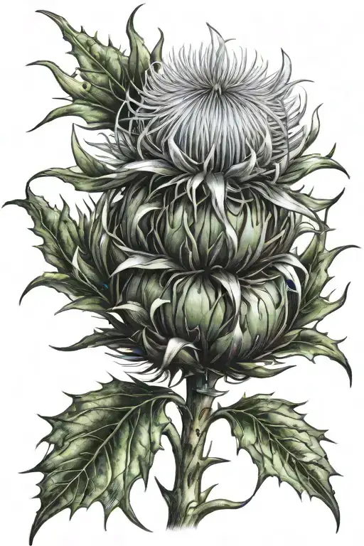 scottish thistle, edelweiss flower intertwined tattoo design idea