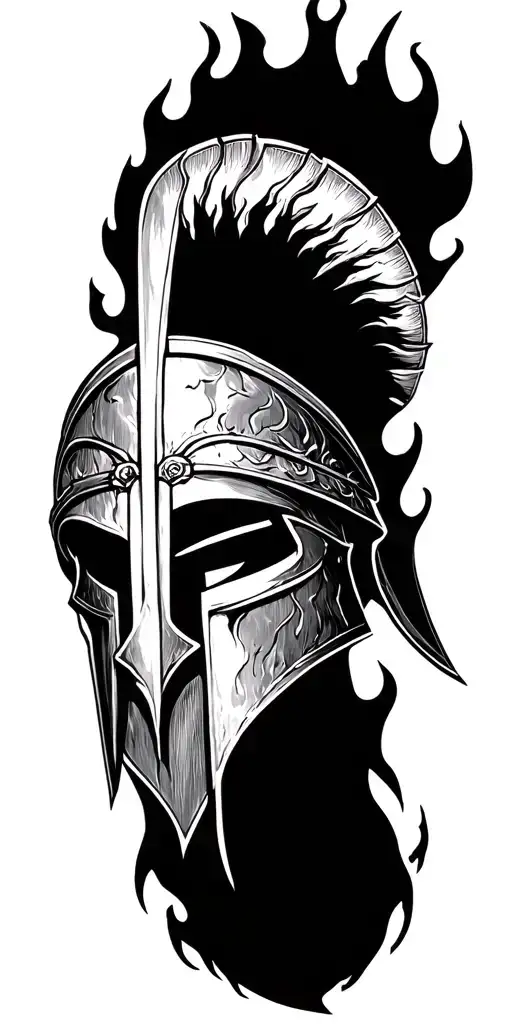 struggle, Spartan, fire flame, tattoo design idea