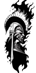 struggle, Spartan, fire flame, tattoo design idea