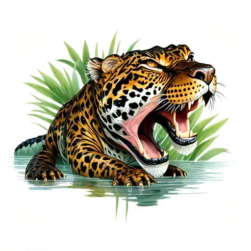 Caiman and Jaguar tattoo design idea