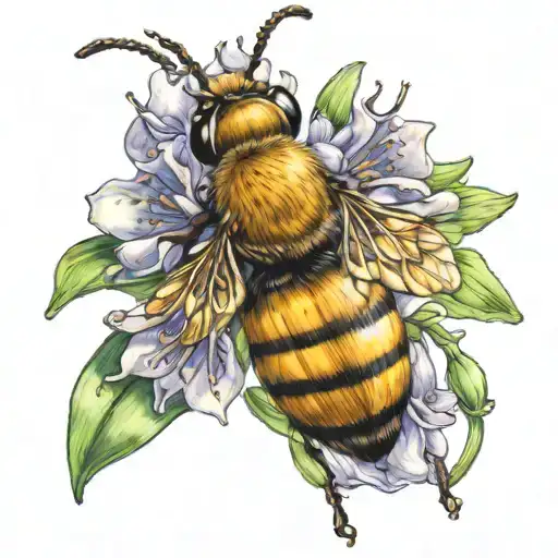 bluebell and a bee  tattoo design idea