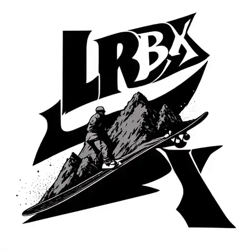 "LRBX" mountain, Longboard Downhill, Snowboard, Surf tattoo design idea