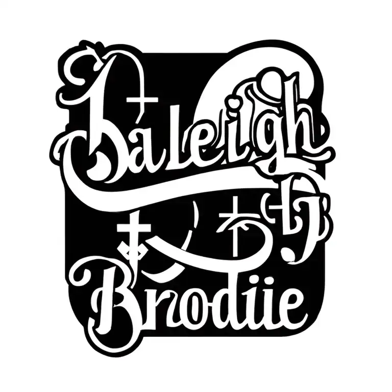"Baleigh Brodie " small infinity symbol and cross tattoo design incorporating two names  tattoo design idea