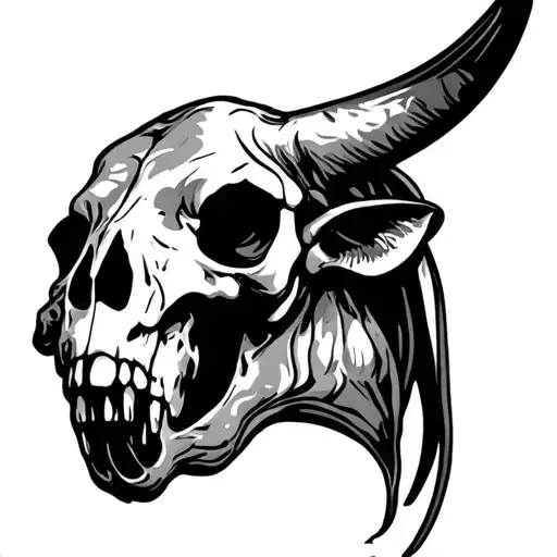 Brahama-bull skull, from the side profile tattoo design idea