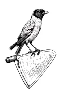 Black bird sitting on a meat cleaver tattoo design idea