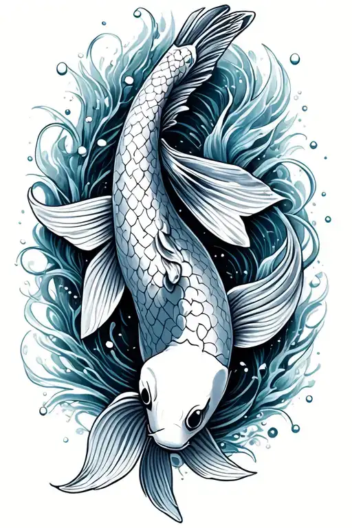 koi fish in snowstorm tattoo design idea