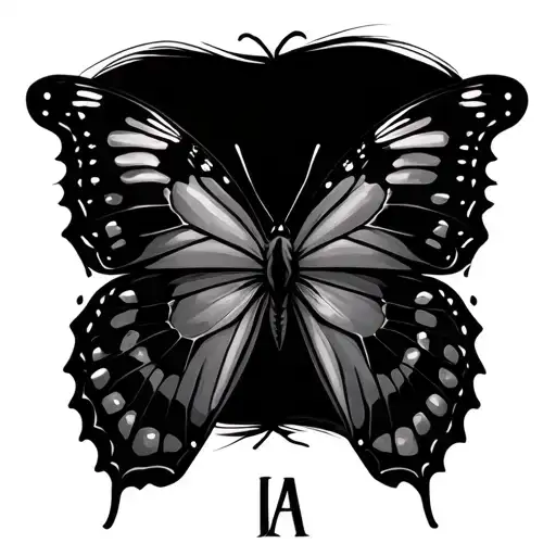 Butterfly Initials In Wings tattoo design idea