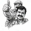 El Chapo and Pablo Escobar giving each other the thumbs up tattoo design idea
