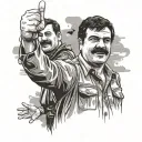 El Chapo and Pablo Escobar giving each other the thumbs up tattoo design idea