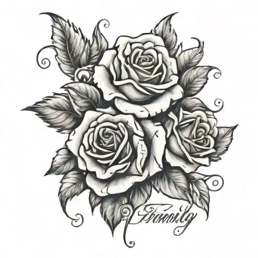family is my everything with roses tattoo design idea