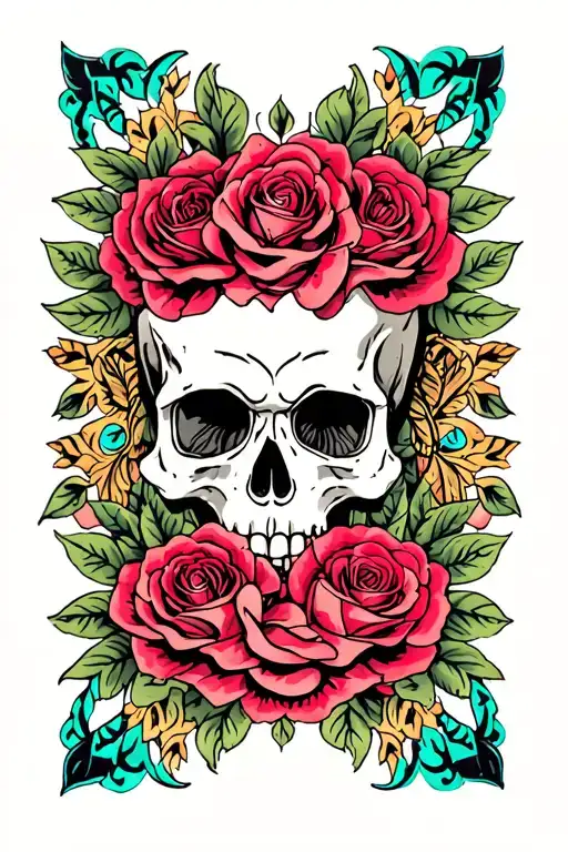mandala with skull and roses  tattoo design idea