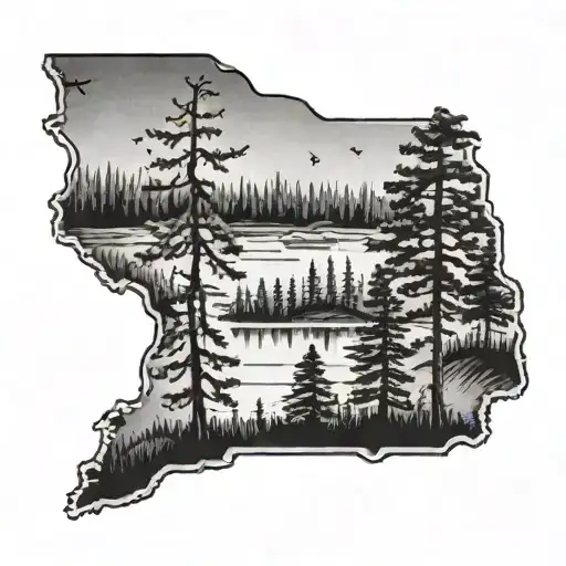 minnesota, woods surrounded tattoo design idea