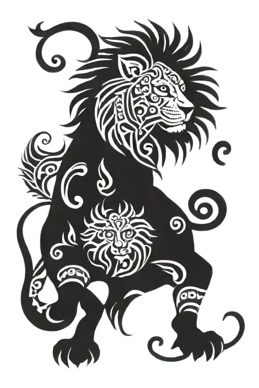 lion Versace pattern incorporating elements tattoo design idea