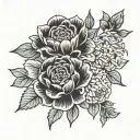 May, July, October, February birth flowers tattoo design idea