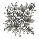 May, July, October, February birth flowers tattoo design idea