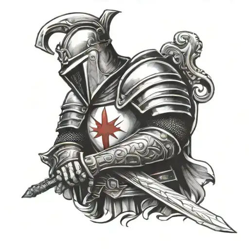 Templar knight with a sword tattoo design idea