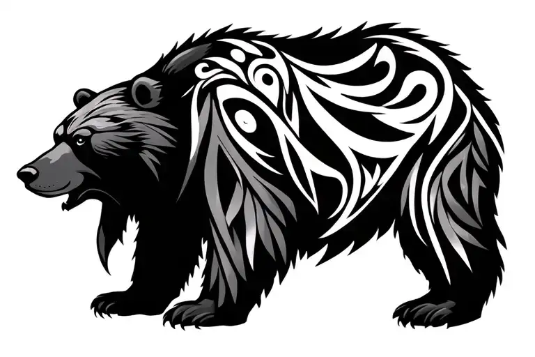 bear tribal tattoo design idea
