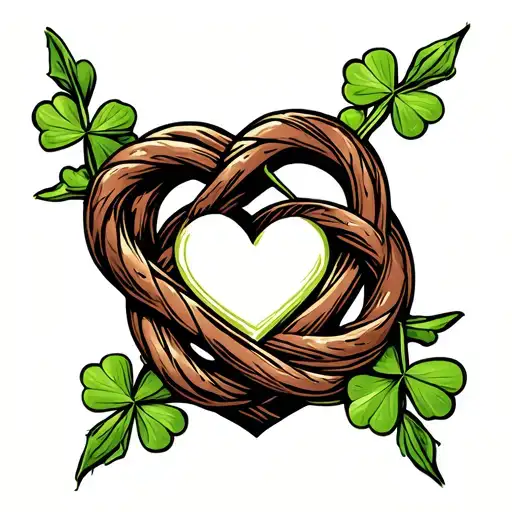 cletic love knot with heart and for leave clover incorporating thorns  tattoo design idea