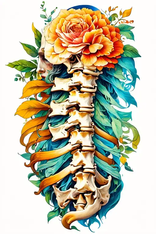 Spinal Tattoo with Roman tattoo design idea