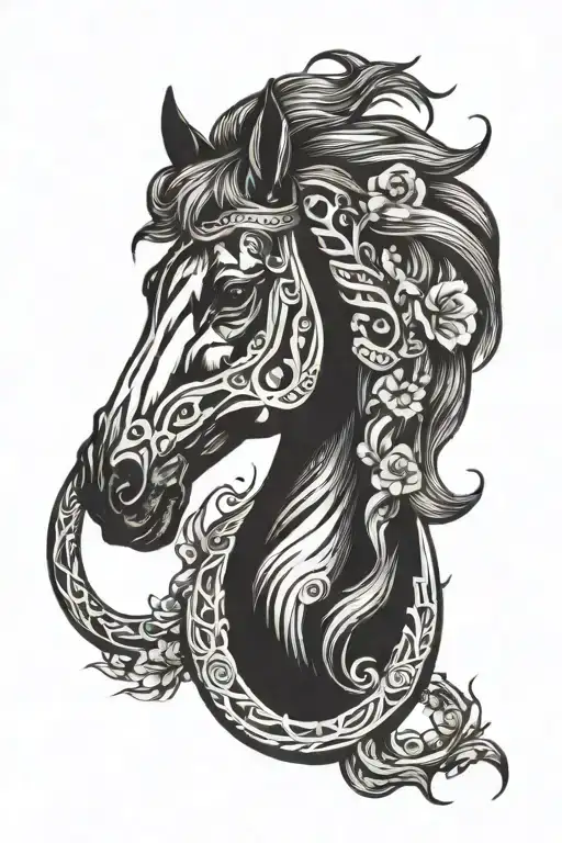 horse shoe tattoo design idea
