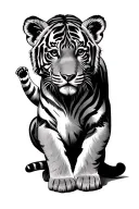 tiger cub playing together tattoo design idea