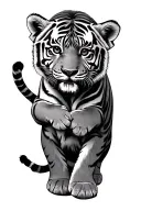 tiger cub playing together tattoo design idea