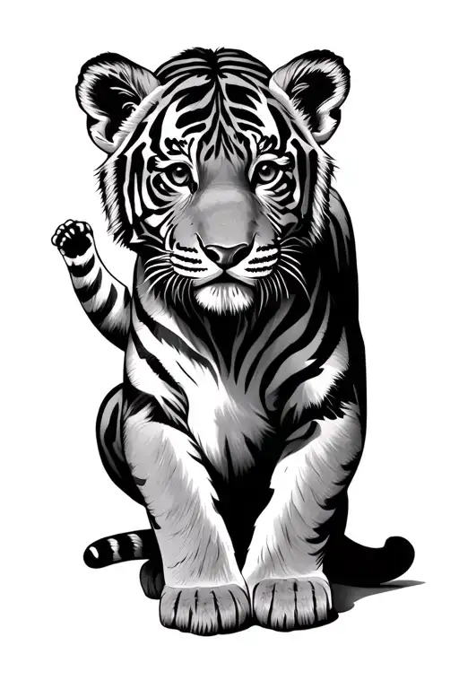 tiger cub playing together tattoo design idea