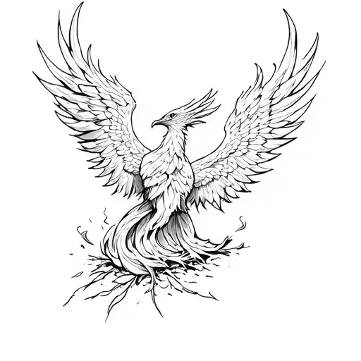 the phoenix rising from the ashes tattoo design idea