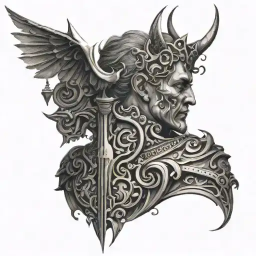 Tatto idiea on back side neck with meaning of freedom and devil king tattoo design idea
