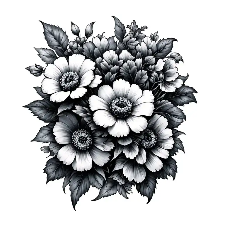 small flowers, intangled tattoo design idea