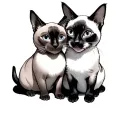 psyduck and Siamese cat sitting together tattoo design idea