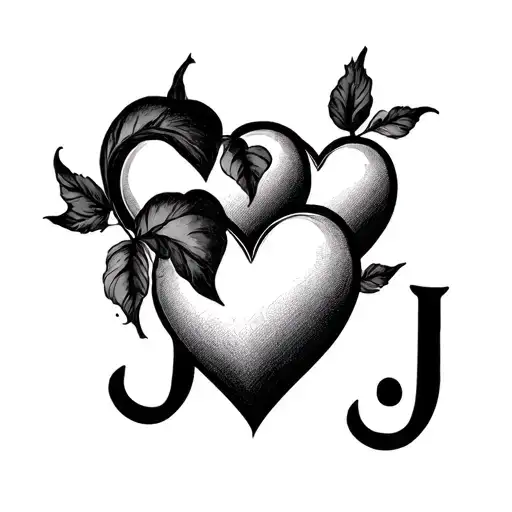3 hearts with letter J simple ideas tattoo design idea