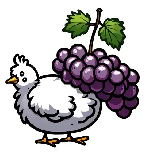 cartoon chick with purple grapes simple  tattoo design idea
