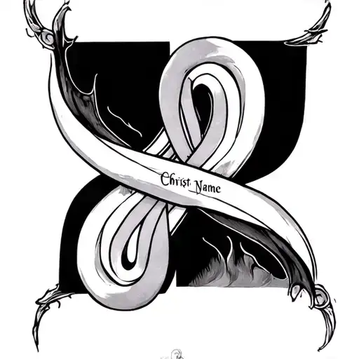 Infinity symbol Christ name written tattoo design idea