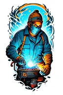 welder working tattoo design idea