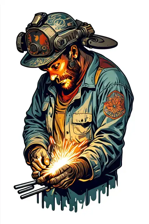 welder working tattoo design idea