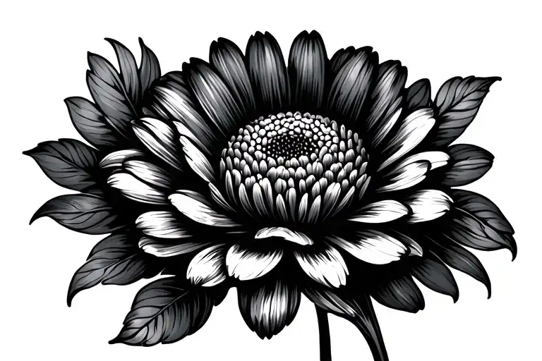 carnation, aster and chrysanthemum flowers tattoo design idea