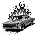 fire and car tattoo design idea