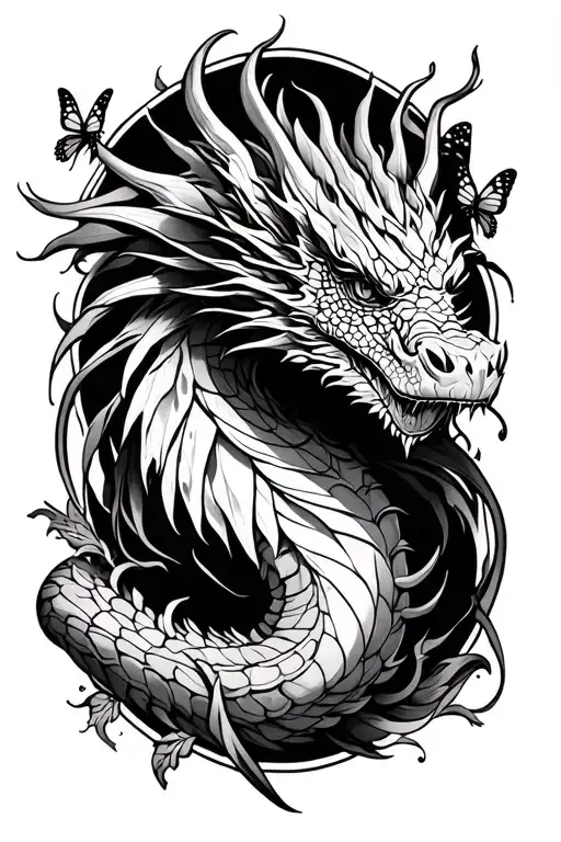 "Butterflies kind of evolving f" just had a dragon tatt done on my forearm just above my elbow and the head starts on my hand i now want to incorperate b tattoo design idea