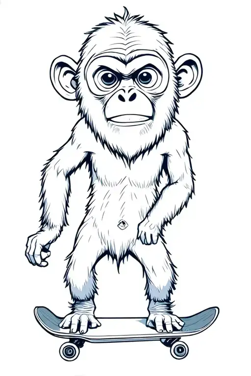 monkey on a skateboard dressing like a metalhead character tattoo design idea